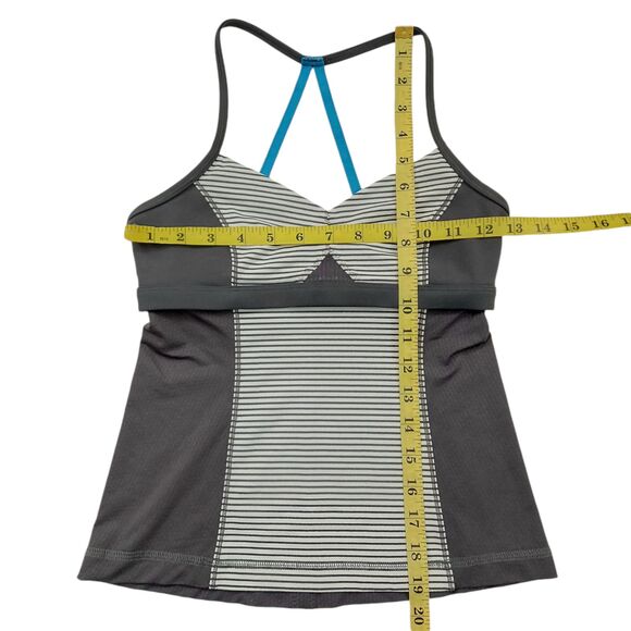 Lululemon Bend & Flow Tank Womens 2 Gray Striped Breathable Yoga Athletic Gym - Picture 3 of 9